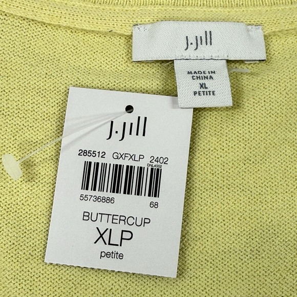 J Jill Mixed Media Layered V Neck Sweater Size XLP Petite Buttercup Long Sleeve - Picture 4 of 16